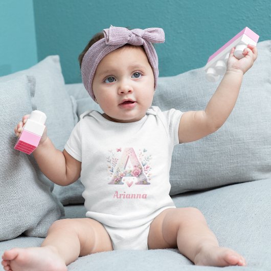 Body Monogramme floral personnalisé Bodysuit bébé