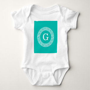 Body Monogramme initial turquoise Wht Key grecque