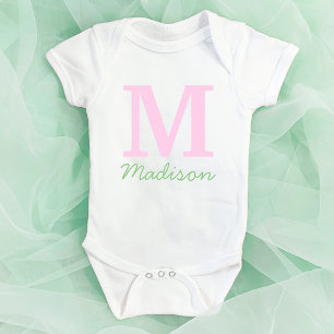 Body Monogramme Nom personnalisé initial Pink Green