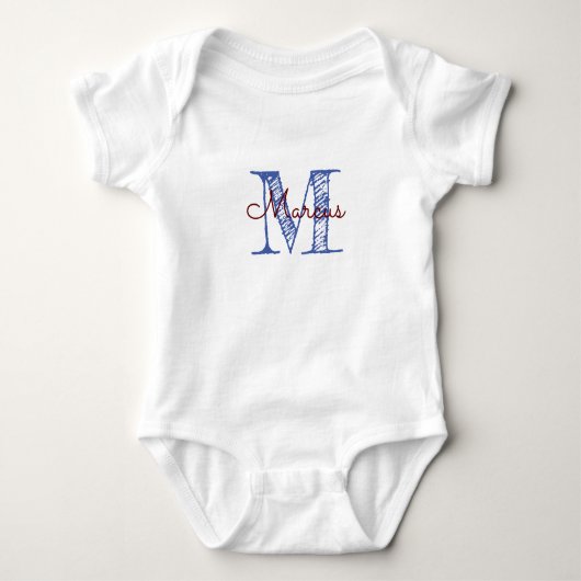 Body Monogramme Personnalisé Baby Boy Poignée (Devant)