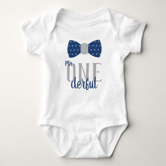 Body Mr ONEderful Birthday Shirt en bleu et gris (Devant)