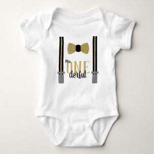 Body Mr ONEderful Birthday Shirt en Noir et Faux Gold