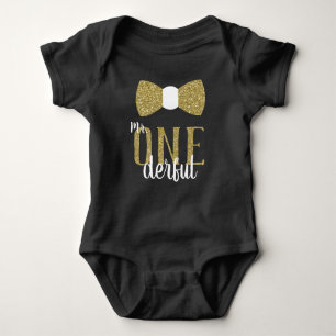 Body Mr ONEderful Birthday Shirt en Noir et Faux Gold