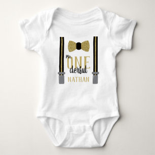 Body Mr ONEderful Birthday Shirt en Noir et Faux Gold
