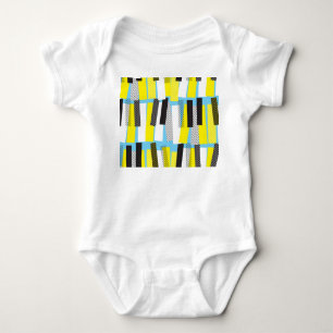Body Musique jazz, motif géométrique bleu jaune.
