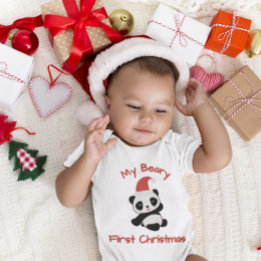 Body My Beary First Christmas – Panda with Santa Hat