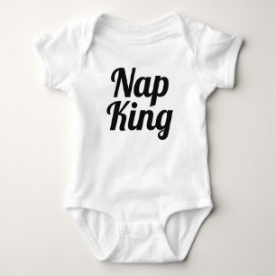 Body Nap King Boy Black and White Slogan Baby Bodysuit