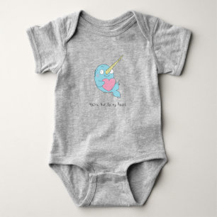 Body Narwhal avec Coeur Baby Bodysuit Bleu