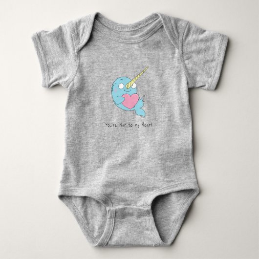 Body Narwhal avec Coeur Baby Bodysuit Bleu (Devant)