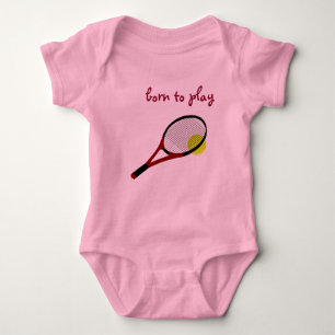 Body Né pour jouer, Tennis Ball et Racquet, Rose tendan