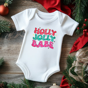 Body Noël Holly Jolly Babe Moderne Écriture Pailletée