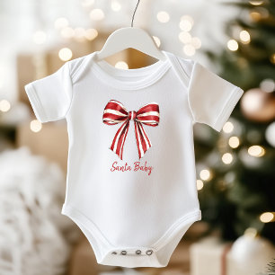Body Noël rouge   White Coquette Bow Père Noël Baby