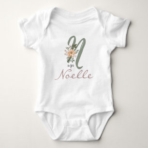 Body Noelle Nom Révéler Floral Lettre N Fleur Fille