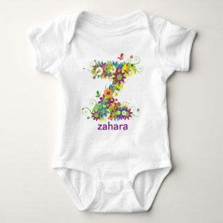Body Nom alphabet floral Bébé Tee (Monogramme Z)