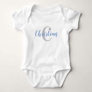 Body Nom bleu personnalisé et t-shirt initial de bébé g