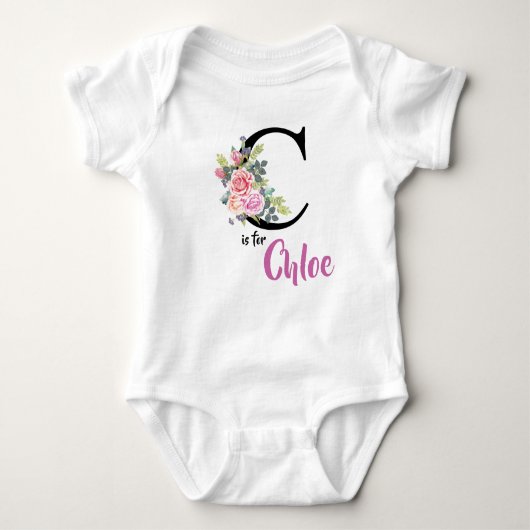 Body Nom Chloe Baby Outfit Lettre C Romper Floral (Devant)