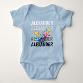 Body Nom de bébé nuances du blanc au noir avec sucette  (Devant)