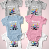 Body Nom de bébé nuances du blanc au noir avec sucette 