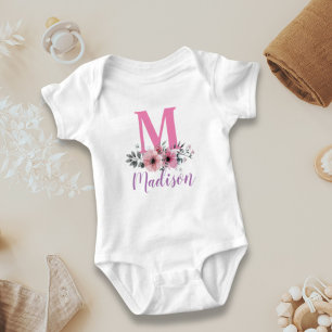 Body nom de famille personnalisé fleurs aquarelle monog