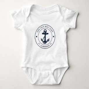 Body Nom du bateau nautique Marine Blue Ancre Bateau Cu