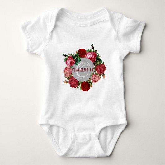 Body Nom du monogramme du modèle floral personnalisé (Devant)