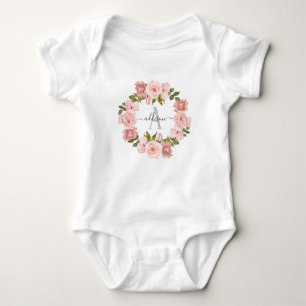 Body Nom du monogramme Fleurs roses Fleurs florales Wre