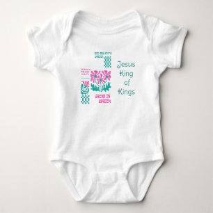 Body Nom floral rétro rose vert religieux adorable