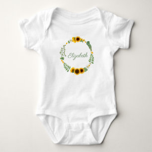 Body Nom Monogramme Tournesols Jaune Vert Floral