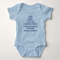 Nom personnalisé Baby Birth Stats Faire-part Jerse