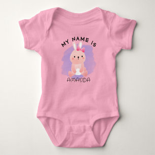 Body Nom personnalisé Baby shower aquarelle Rabbit