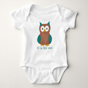 Body O est pour Chouette Brown Bleue Sauvette Oiseau An