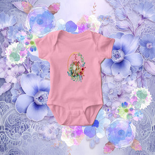 Body OEuf de peinture de lapin floral Monogramme Nom pe
