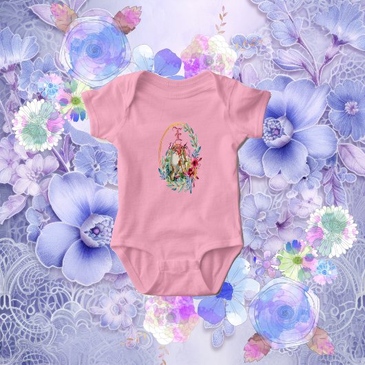 Body OEuf de peinture de lapin floral Monogramme Nom pe