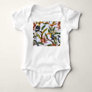 Body Oiseaux & Fleurs : Motif Vintage tropical.