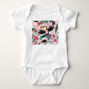 Body Oiseaux tropicaux, motif de gribouillis à fleurs.