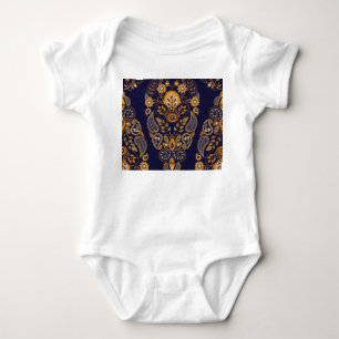 Body Or et bleu, motif sans couture fleurie.