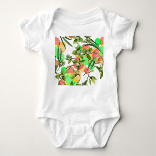 Body Orchidées vertes : aquarelle florale sans soudure.