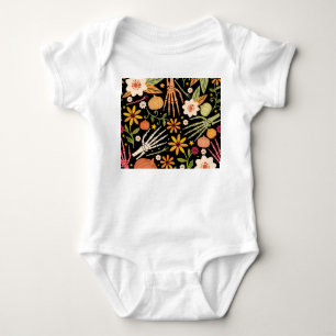 Body Os d'Halloween, motif floral sans couture.