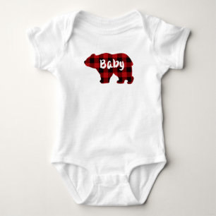 Body Ours de bébé - rouge et noir plaid