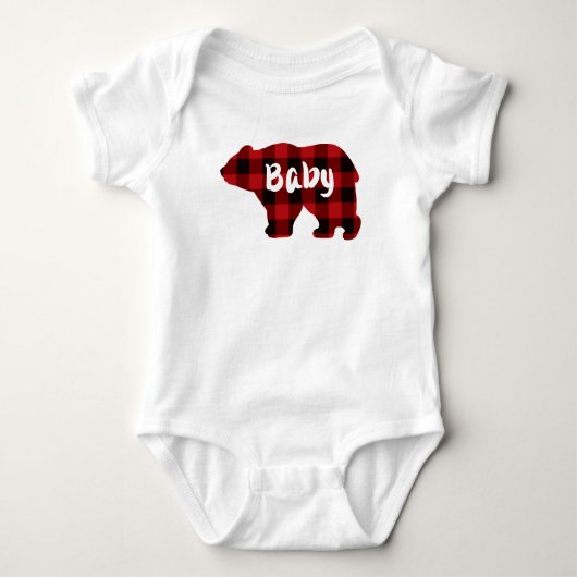 Body Ours de bébé - rouge et noir plaid (Devant)