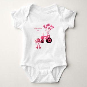 Body Ours de roses pâles et T-shirt rose de tracteur