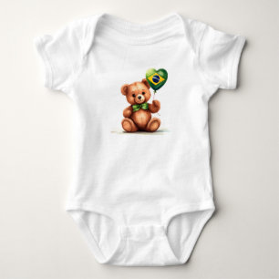 Body ours en peluche & ballon avec le drapeau brésilien
