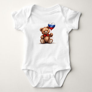 Body ours en peluche & ballon avec le drapeau russe.