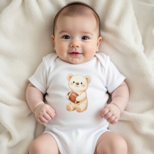 Body Ours en peluche beige aquarelle avec ballon de foo