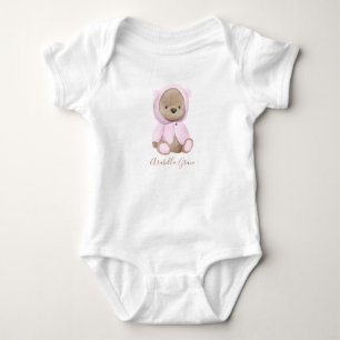 Body Ours en peluche rose neutre avec nom personnalisé