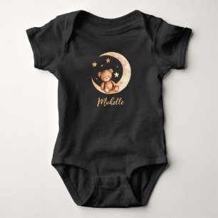 Body Ours Personnalisé Lune & Étoiles Noir