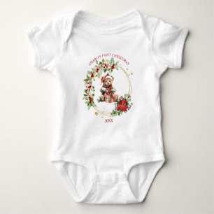 Body Ours Poinsettia Foliage Baby's First Christmas