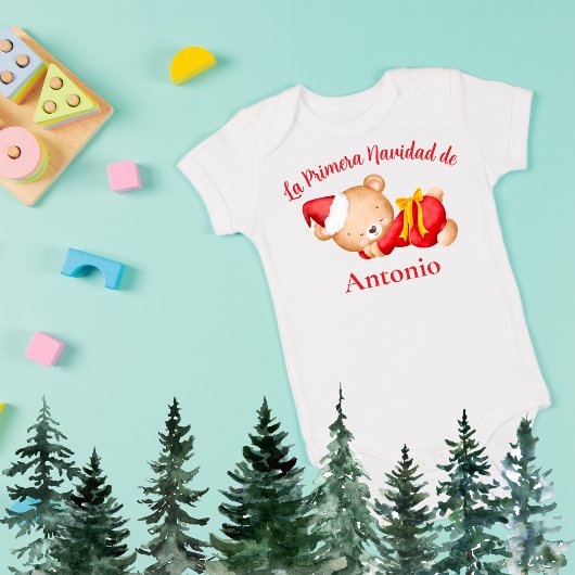 Body Ourson Mignon Espagnol Premier Noël de Bébé