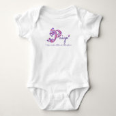 Body Paige P nom monogramme signifiant coeur bébé fille (Devant)