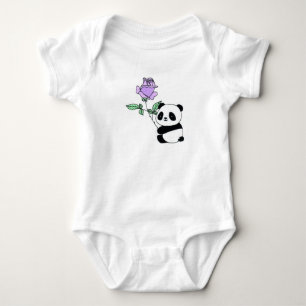Body Panda au nom personnalisé avec rose violette